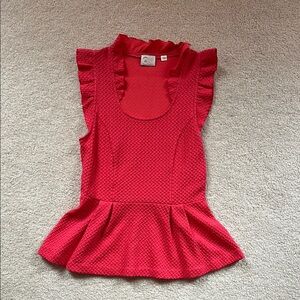 Pink Peplum Top with Ruffle Sleeves